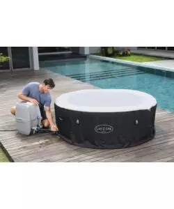 Piscina idromassaggio gonfiabile rotonda bestway "lay-z-spa miami airjet" 2/4 persone 180x180x66 cm con cartuccia, erogatore chemconnect e copertura gonfiabile - cod. 60001
